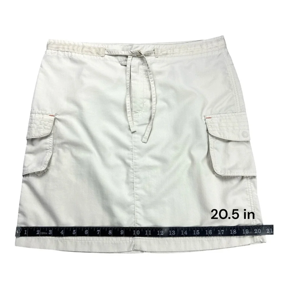 Columbia Womens Medium Beige Nylon Cargo Skirt Outdoor Hiking Drawstring Waist